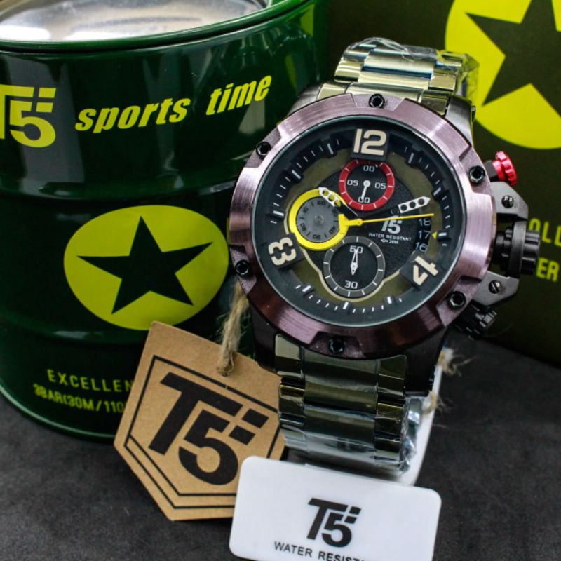 JAM TANGAN PRIA T5 H3927 ORIGINAL CHRONO AKTIF STAINLESS STELL