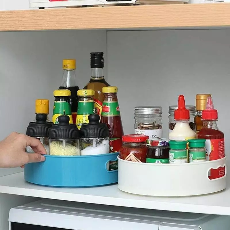 Nampan Putar Multifungsi Tempat Bumbu Makanan Snack Rak Non Slip Kosmetik organizer Hemat Tempat Aneka Organizer360° Rotating Kitchen Storage Box/Kotak Penyimpanan Dapur Putar