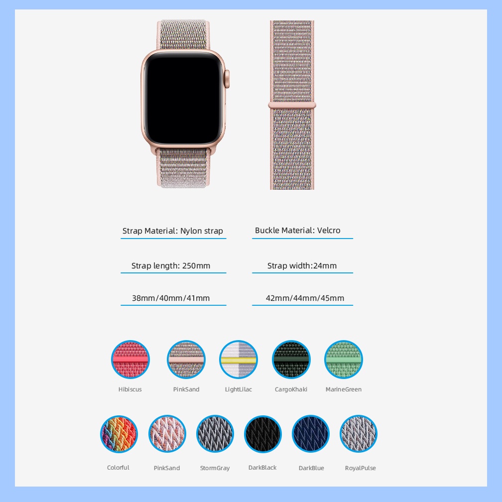 Apple Watch Nylon Tali Jam Pria/Wanita Olahraga Apple Tali Nilon Velcro 38mm/40mm/41mm，42mm/44mm/45mm