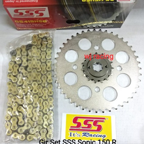 SSS Gear Set Rantai Gold Yamaha Jupiter Z Rx King Fiz R Vega Crypton Rxz  MX 135 Ukuran Tebal 415 - 