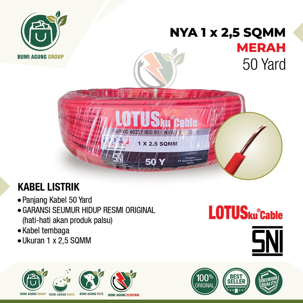 Kabel NYA 2.5mm 2,5mm LOTUSKU MYVO 50 Yard 1x2.5 1x2,5 2.5 2,5 50Y bkn 50m LOTUS