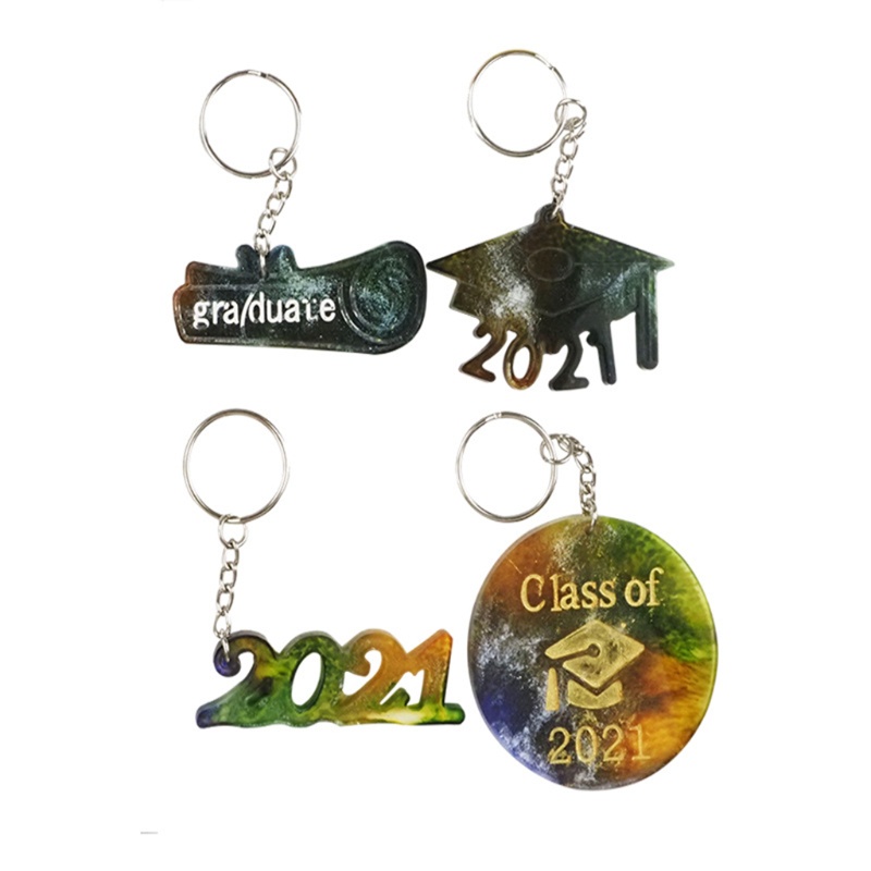 SIY  2021 Graduation Decoration Silicone Molds Doctor Hat Resin Keychain Mold