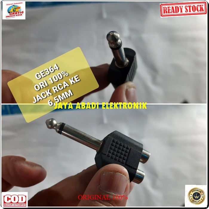 G364 JACK 6.5 MM RCA 2IN1 ADAPTER KONEKTOR SAMBUNGAN SPLITER AUDIO SOUND SUARA CONVERTER UNIVERSAL PRAKTIS MALE EXTENSION PENYAMBUNG HEADSET HEADPHONE FEMALE AUX DVD RCA AMPLI STEREO HEADSET HARGA TERJANGKAU
