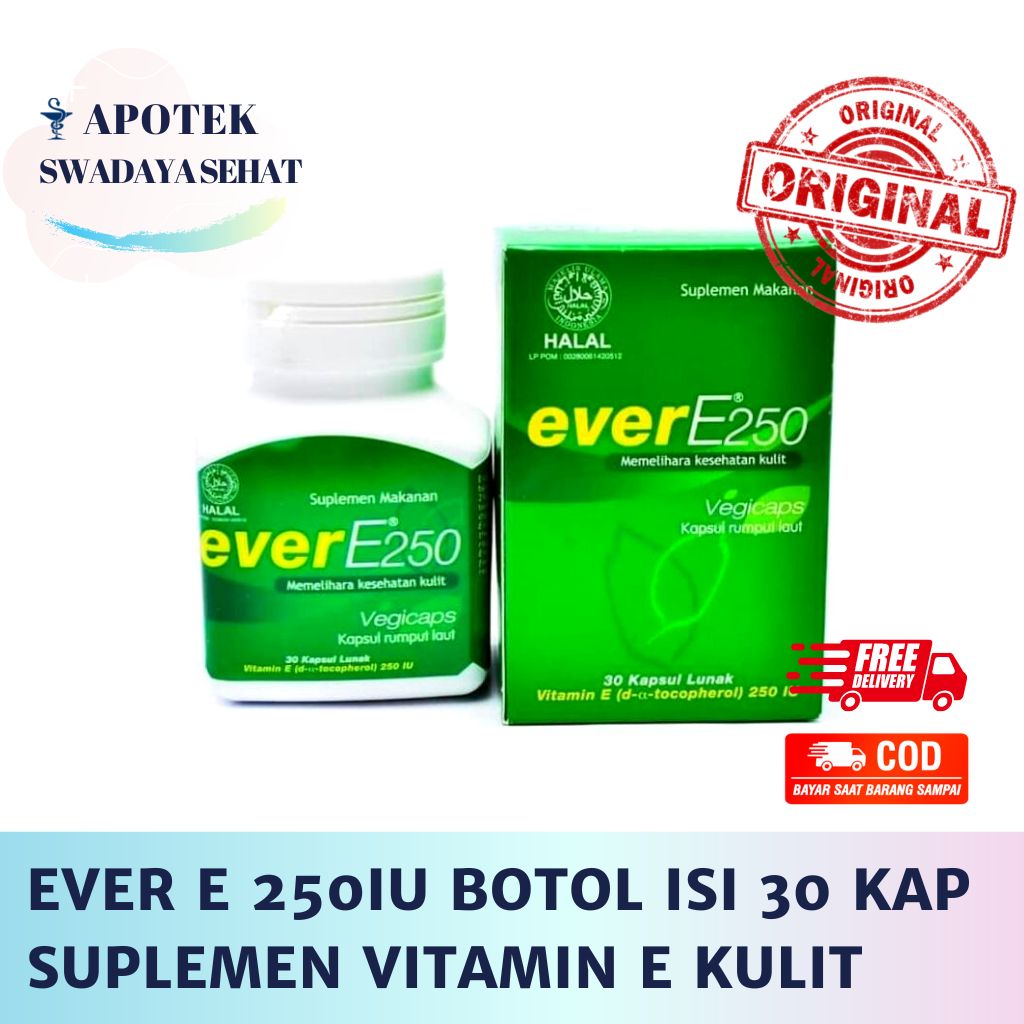 EVER E250 Isi 30 Kapsul Lunak - Vitamin E 250 IU Suplemen Kulit Cantik EverE Ever E