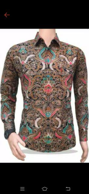 Batik Pria Lengan Panjang Batik Azmil Hrb026 Motif Keratonan Kode 002 Size M L Xl Xxl Reguler