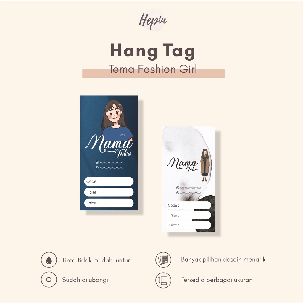 

hang tag edisi FASHION GIRL/label tag murah