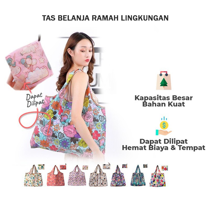 Tas Tote Bag Belanja Wanita Totebag Lipat Shopping Bag Eco Friendly Waterproof