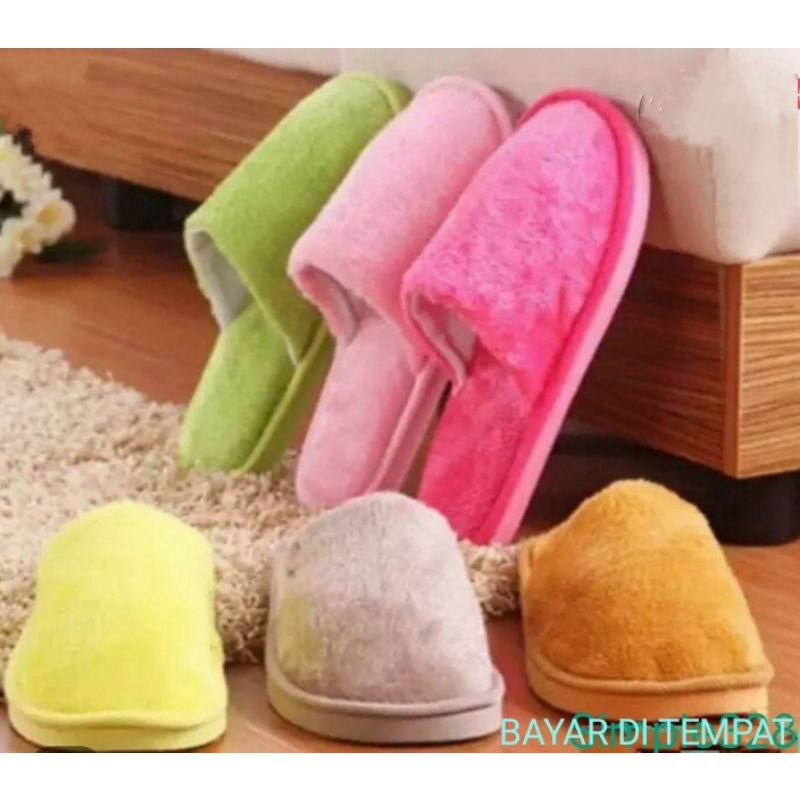 sendal bulu wanita sandal hotel rumah empuk