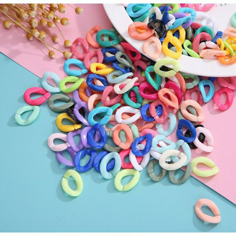 Rantai Plastik DIY bahan strap mask / Rantai Akrilik / Parel Rantai / Mote Rantai