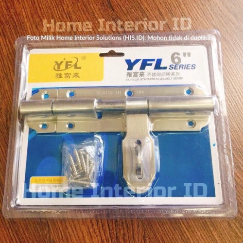 PERTUKANGAN MATERIAL BANGUNAN GRENDEL OVERVAL STAINLESS STEEL 304 / GRENDEL PINTU BESAR 6 INCH