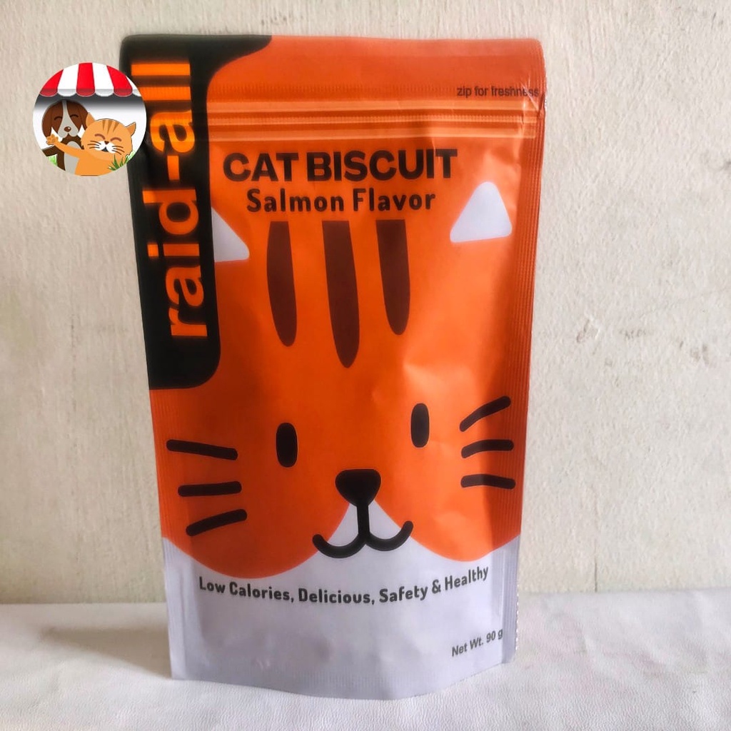 Raid All Cat Biscuit Salmon 90gr - Snack Cemilan Kucing