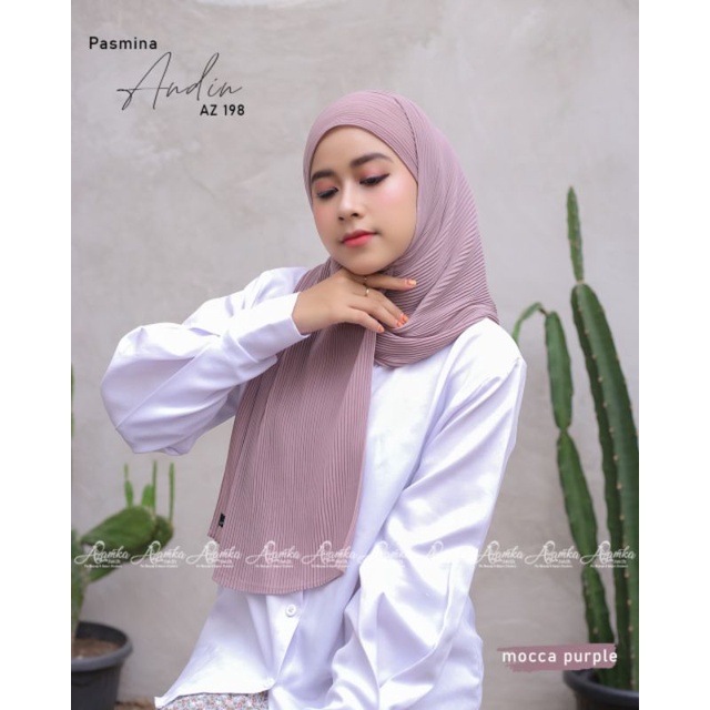 Pashmina plisket Andin by Azamka-Mocca purple