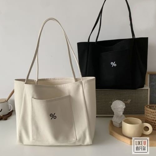 Tas Tote Bag Canvas PERSEN unisex remaja dewasa wanita kekinian kasual simpel polos fashion modis ko
