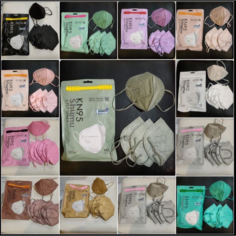 READY KN95 KN MERK SHUMU 6 PLY free strap ISI 10 LBR. PACK HIGIENIS MATCHA PINK HITAM PEACH GREEN KREM