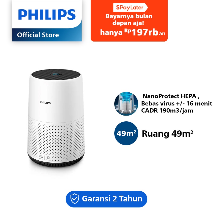 PHILIPS Smart Sensing Air Purifier AC0820/20 HEPA filter, pembersih udara, anti virus, putih