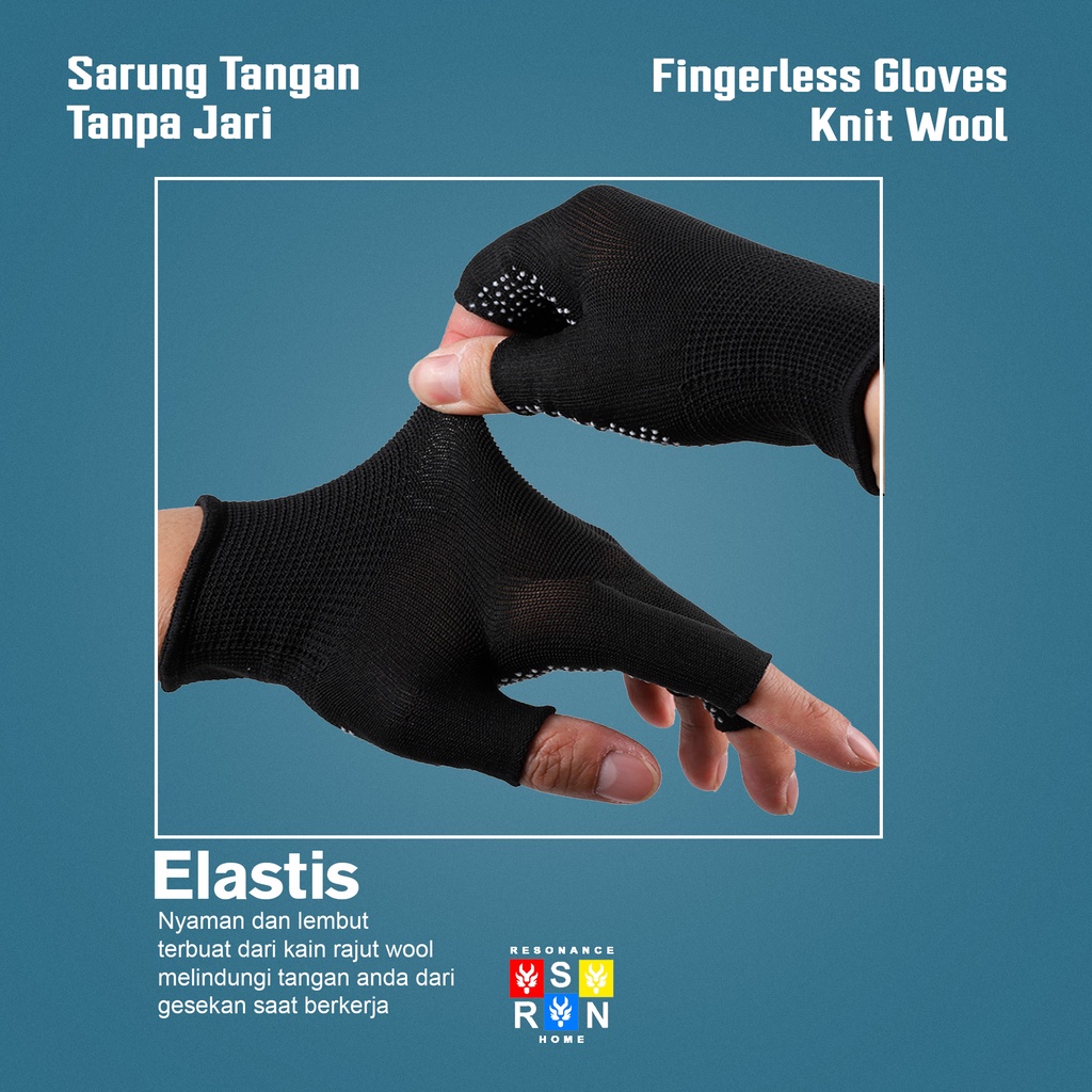 Sarung Tangan Rajut Bintik Half Finger Anti Slip Gloves Resonance Home