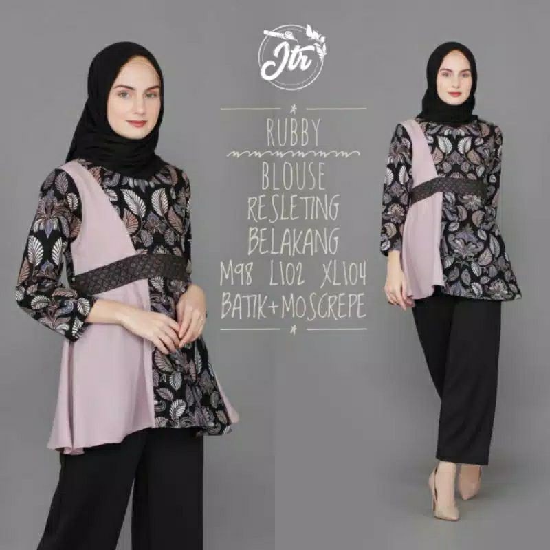 tey-17 Batik wanita ASJ SA HRB026 Kenongo Kemeja Tosca Pendek-Rubby coklat