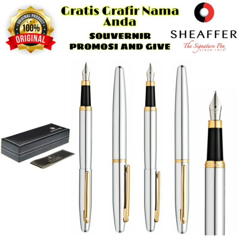 

PULPEN SHEAFFER VFM CHROME GOLD TONE FOUNTAIN PEN ORIGINAL GRATIS CUSTOM GRAFIR NAMA ANDA