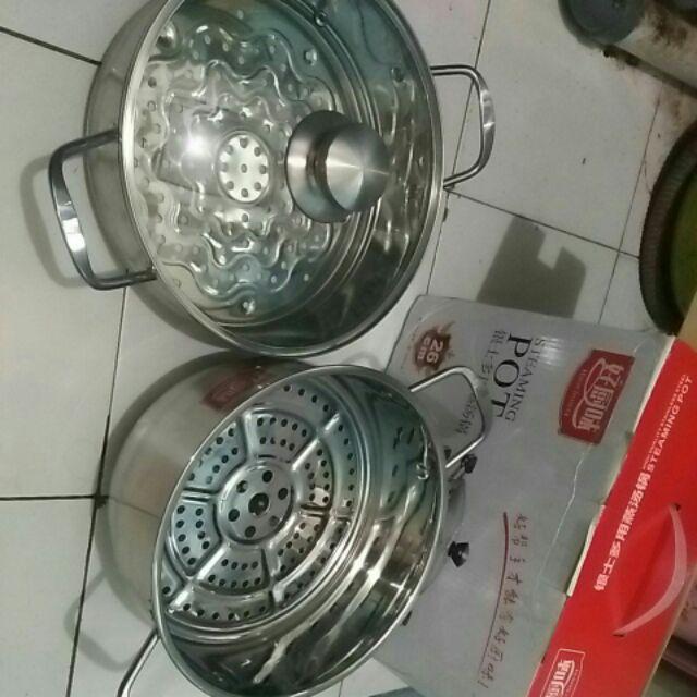 Panci Steamer Kukus 26cm 2 Susun Sup Soup Pot Stainless Steel Tebal