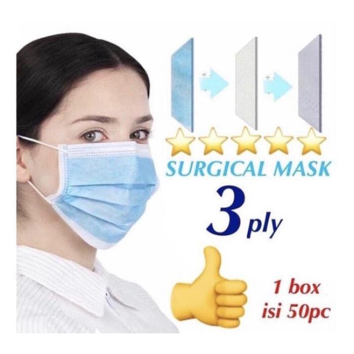 Masker 3 ply disposable (50pcs) MASKER 3 lapis PLAY EARLOOP DISPOSABLE - Non medis