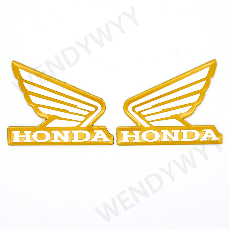 1 Pasang Stiker emblem logo Honda Kiri &amp; Kanan Bahan metal Warna Krom