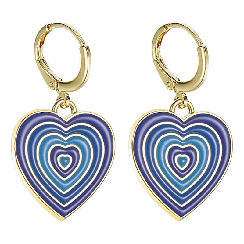 Anting Menjuntai Multi Layer Bentuk Hati Warna-Warni Bahan Enamel Y2K Untuk Wanita