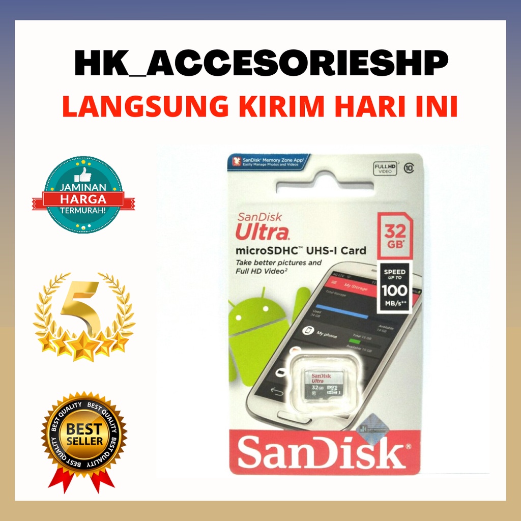 MEMORY CARD SANDISK ULTRA MICRO SDHC UHS-1 CARD 32GB SPEED UP TO 100MB/s