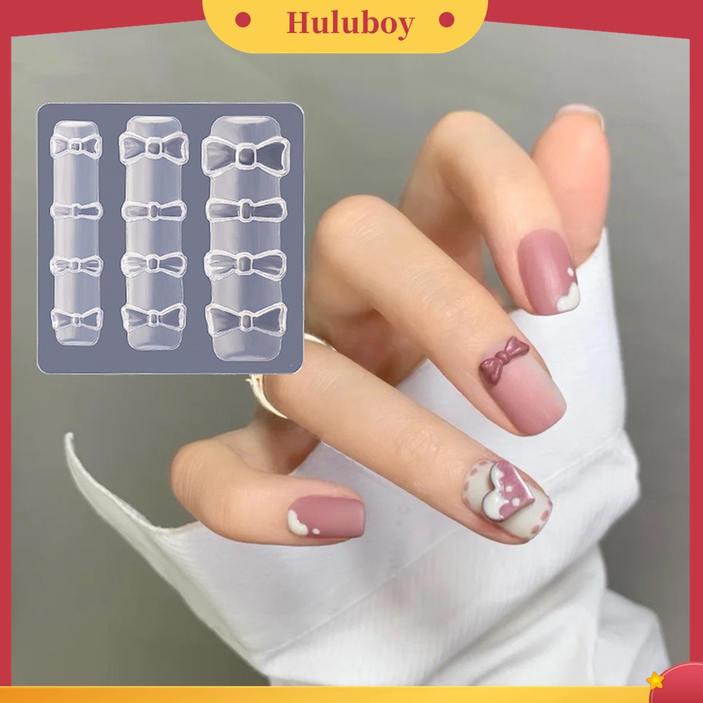 Huluboy Huluboy♡ Cetakan Silikon Bentuk Pita 3D Reusable Untuk Manicure DIY