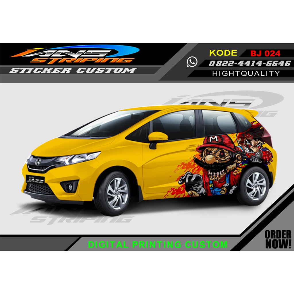 STICKER VARIASI HONDA JAZZ / DECAL STICKER HONDA JAZZ / STIKER MOBIL / STIKER SUPER MARIO