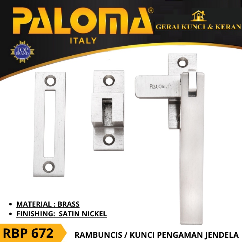 RAMBUNCIS SLOT SELOT KUNCI JENDELA RBP 672 PALOMA PENGUNCI JENDELA FUTURO SATIN NICKEL