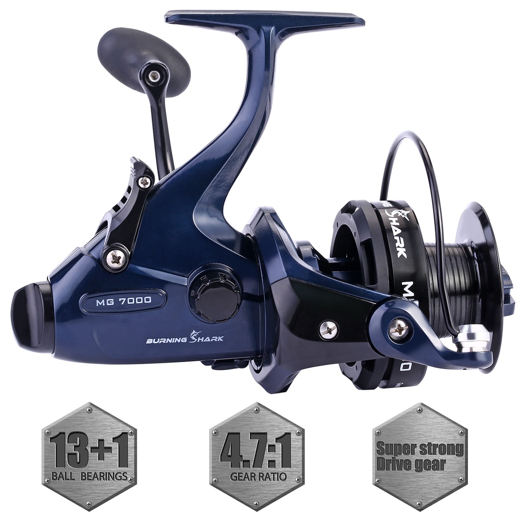 Sougayilang Spinning Fishing Reel 13 + 1 BB CNC Grating Aluminium Handle Untuk Paus / Salmon / Ikan Mas