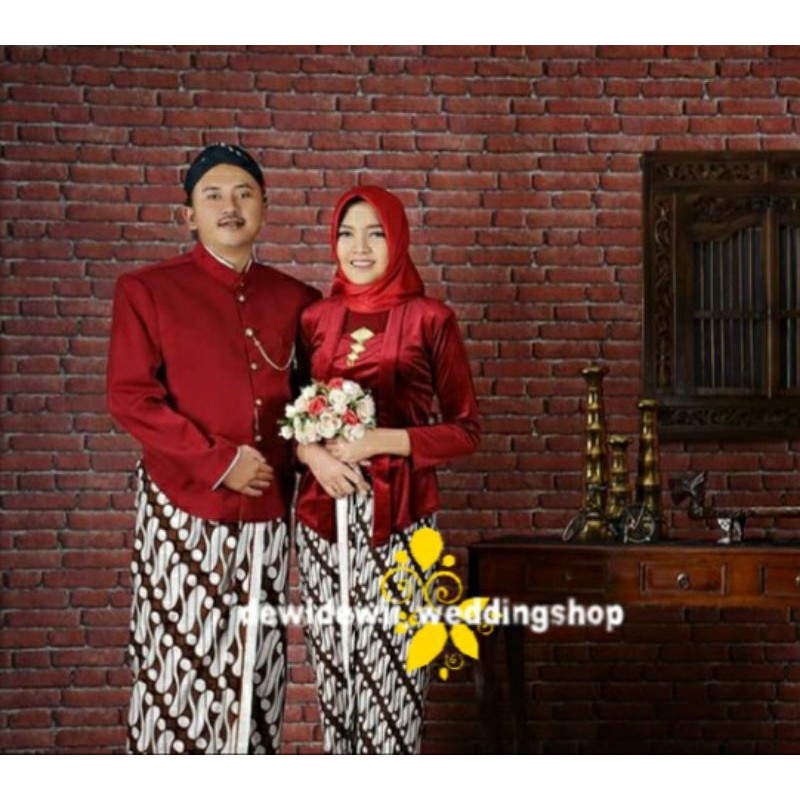 Baju Prewedding (BONUS BENGGOL BESKAP) / BAJU COUPLE ADAT JAWA, Motif Lereng KeciL