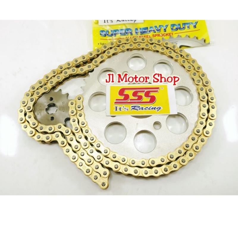 GEARSET SSS BLACK 428 MEGAPRO VERZA SONIC CB150 R CBR 150 TIGER  - GIR GEAR SET SSS HITAM 428 MEGAPR