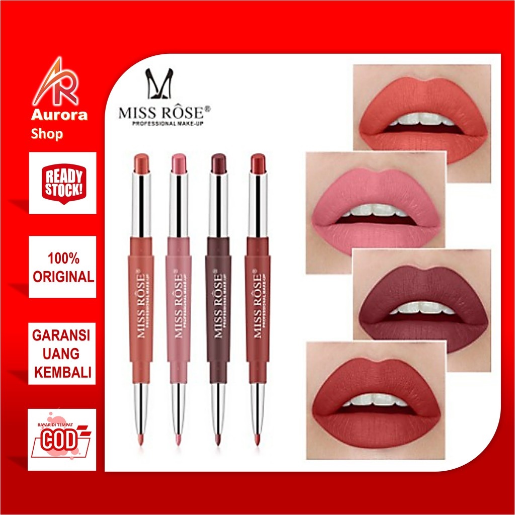 Miss Rose Lasting Long Multifunct Makeup Pencil Waterproof Pen Lipstick Lip Matte Liner By AURORA