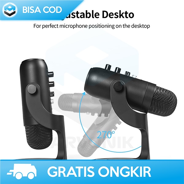 MICROPHONE KONDENSOR STAND MIC REKAMAN ICREATIVE USB TYPE C 3.5MM PLUG