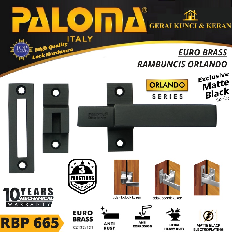 PALOMA RBP 665 RAMBUNCIS KUNCI PENGAMAN JENDELA HITAM MATTE BLACK