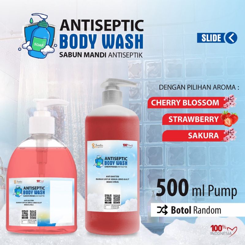 BODY WASH antiseptik aneka aroma wangi kemasa pump 500 ml