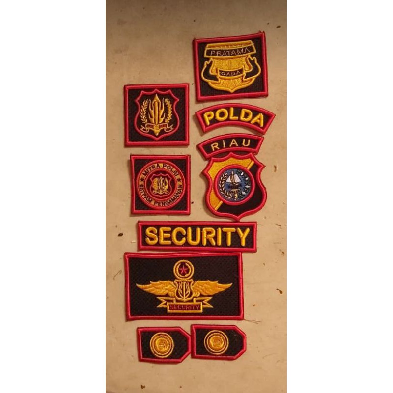 atribut satpam bordir timbul lengkap