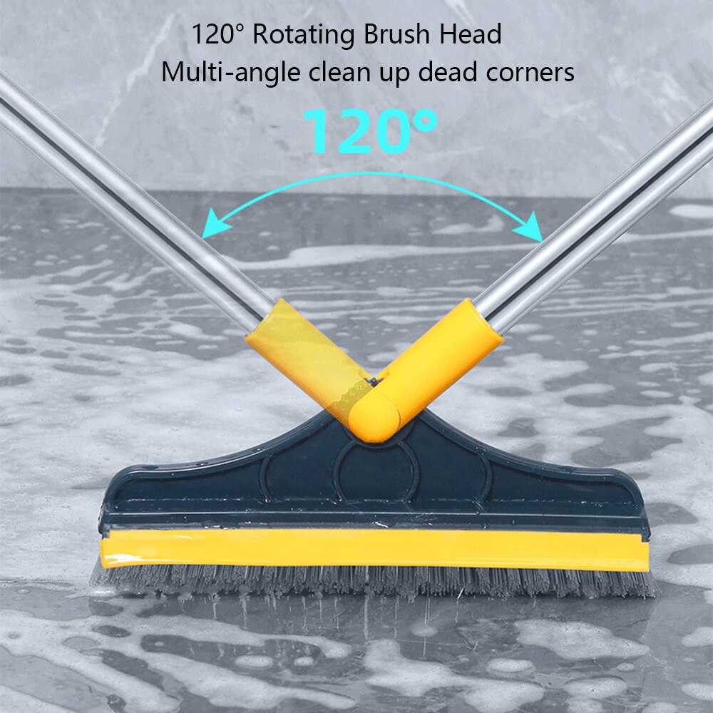 Sikat Lantai Wiper Pembersih Lantai Dinding Kamar Mandi Portable Sapu Lancip Model V Sikat Lantai Stainless Steel Gagang Panjang Sapu Pembersih Lantai Dinding Rumah