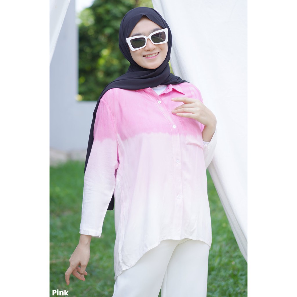 Kemeja Gradasi Lengan Panjang Tie Dye Fashion Trendy Wanita/ Ubud Longsleeve Shirt Atasan Wanita