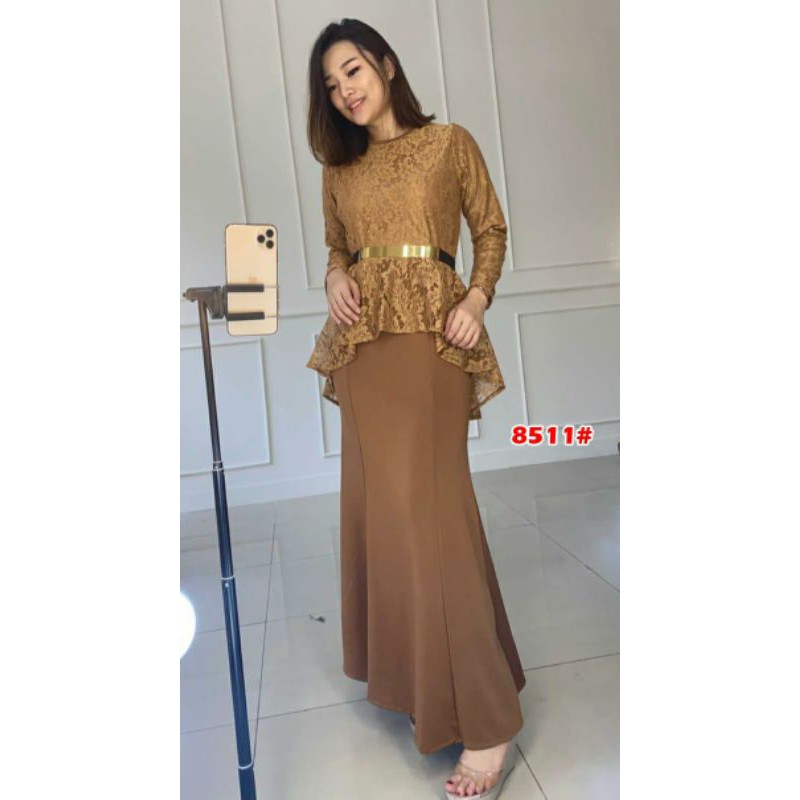 8511# longdress fashion ekor pesta/+FREE BELT BESI