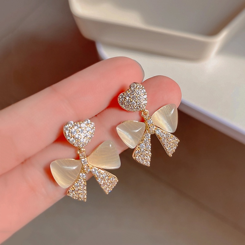 Anting Tusuk Wanita Bentuk Pita Hias Opalberlian Imitasi Untuk Musim Panas