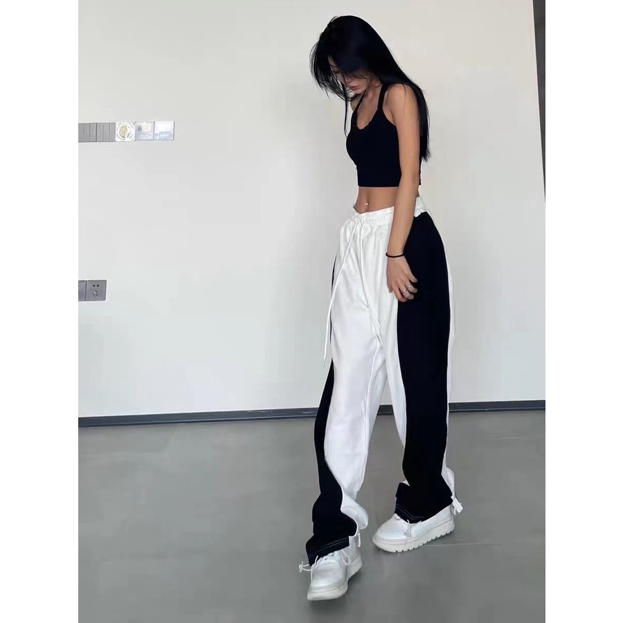 Merek Fashion Amerika Hip Hop Celana Olahraga Wanita Musim Panas Baru Jahitan Kasual Celana Bordir L