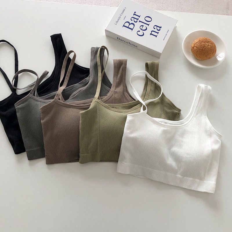 Victoria Tanktop Crop Top Tali Samping Korean Cross Tanktop Stylish Wanita Toga Padded Tanktop Crop Tanktop Bra With Cup Tanpa Kawat Import 1108