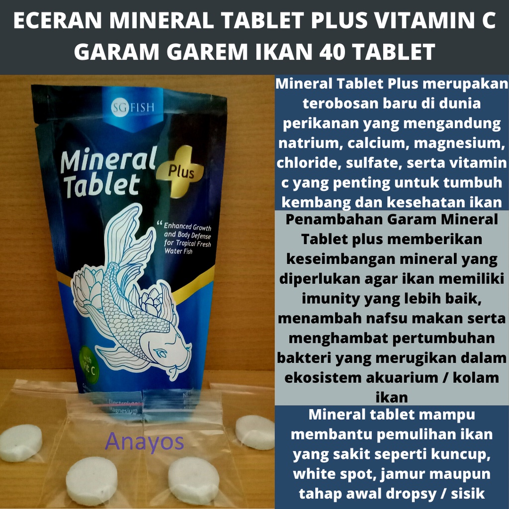 ECERAN Mineral Tablet Plus Vitamin Vit C Garam Garem Ikan Aquarium
