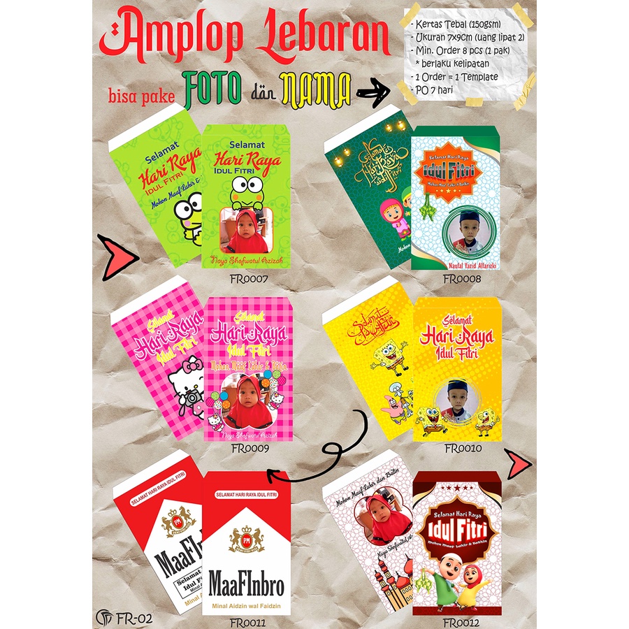 

Amplop Lebaran Custom - Ultah - Aqiqah - Kondangan - bisa pake foto