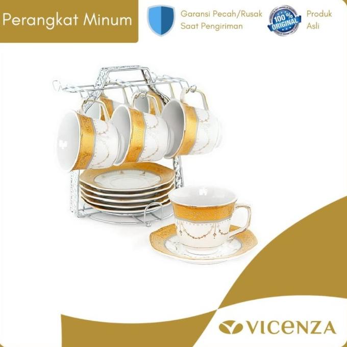 Vicenza Cup & Saucer - Tea Set Cangkir dan Lepek C78-1 Motif Padi