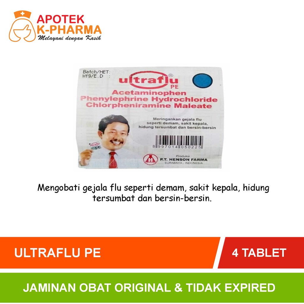 Jual Ultraflu PE Strip Isi 4 Kaplet Obat Original Henson Farma | Shopee ...