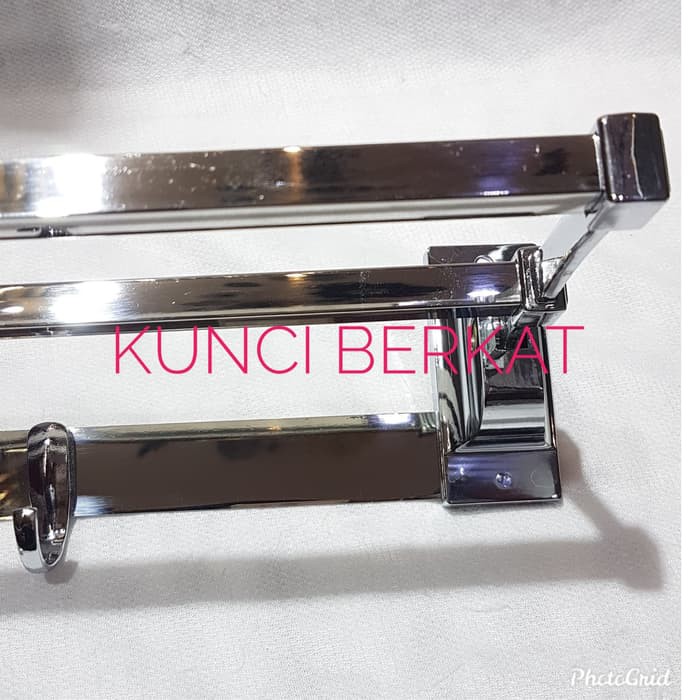 Gantungan Handuk/Rak/Towel Bar 2 baris/Stainless/Minimalis