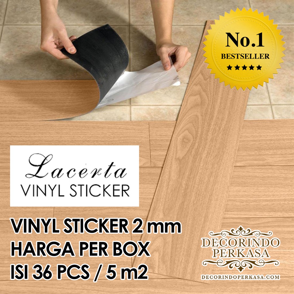  Lantai  Vinyl  Sticker 2 mm Harga  Per  Box  Lacerta Motif Kayu 